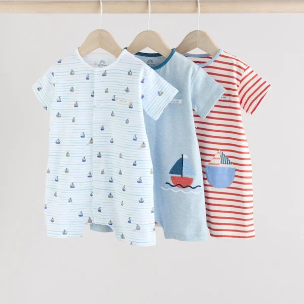 Blue Rompers short Sleeve 3 Pack