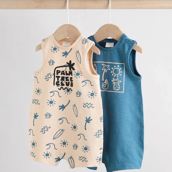 Blue Baby Rompers Sleeveless 2 Pack