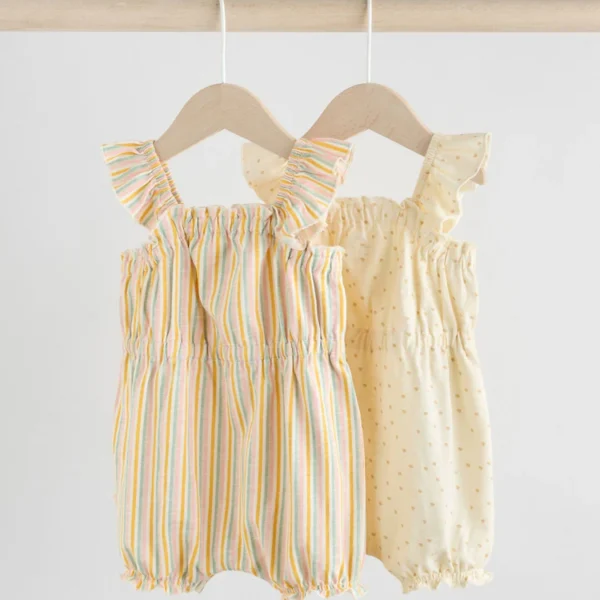 Stripe and Spot Printed Baby Short Rompers (2-Pack)