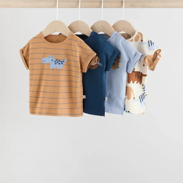 Blue/Neutral Baby short sleeve T-shirts 4 Pack