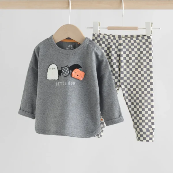 Black and White Character Baby Top and Leggings Set