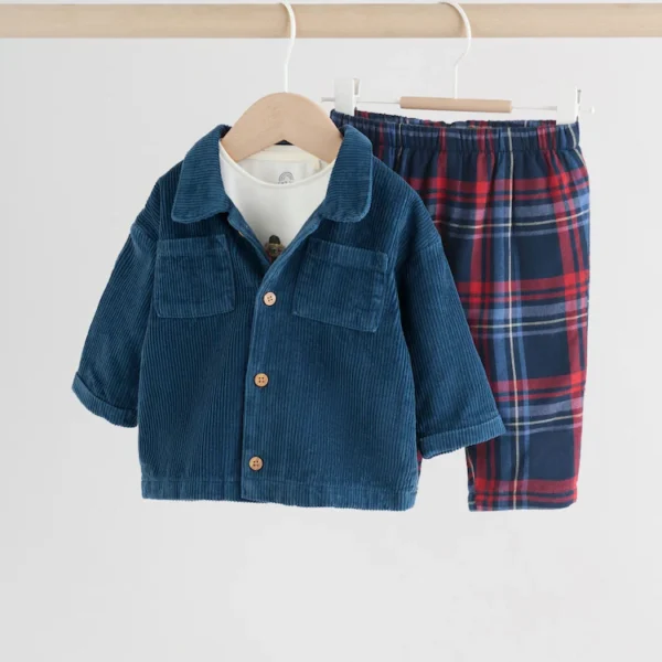 Navy/Red Bear Baby Shacket Top and Leggings Set