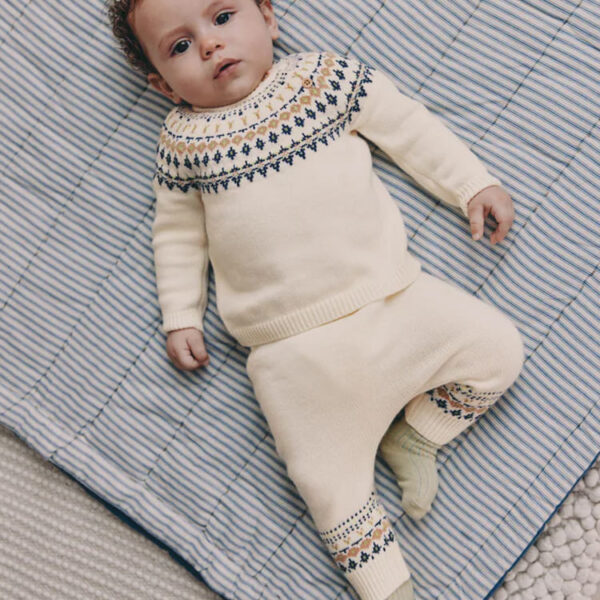 Cream Fairisle Knitted Top and Leggings Set
