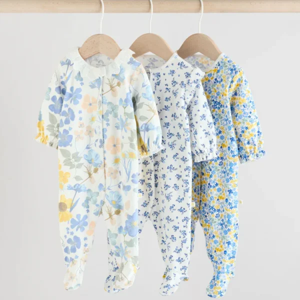 Blue Collar 3 Pack Baby Sleepsuits
