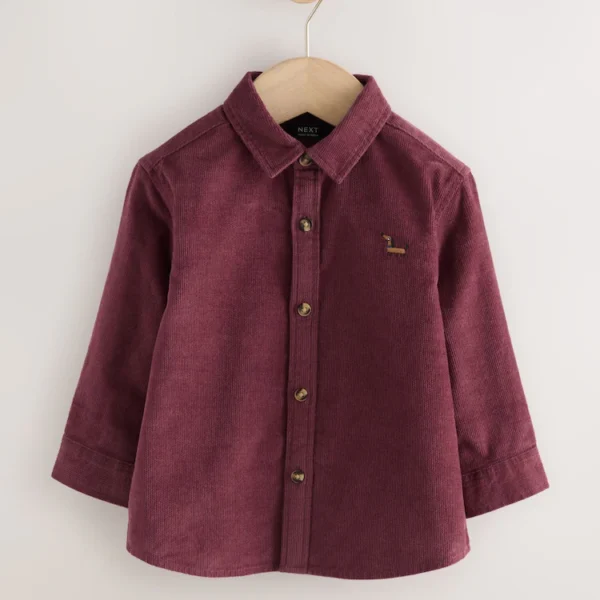 Plum Purple Long Sleeve Corduroy Character Shirt